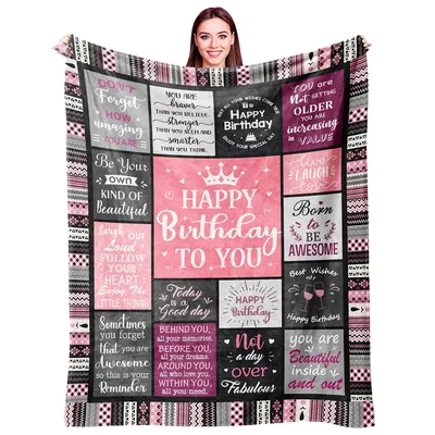 Birthday Wishes Blanket with Inspirational Quotes for Her