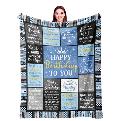 Happy Birthday Blanket With Uplifting Quotes for Her