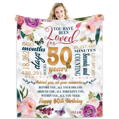 50th Birthday Gifts for Women Blanket: Loved for 50 Years