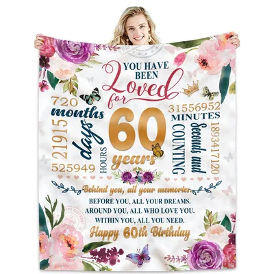 60 Years Loved Blanket: A Floral 60th Birthday Throw