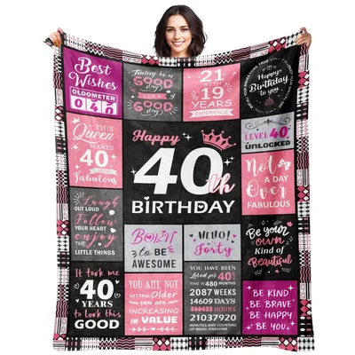Women 40th Birthday Blanket: Fun Printed Throw for Turning 40