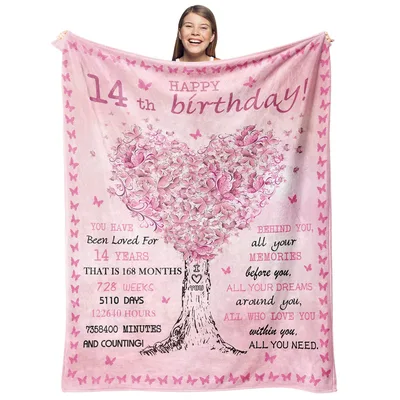 14th Birthday Blanket for a Girl Turning 14 Years Old