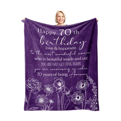 70th Birthday Gift for Mom Blanket: Soft Purple Throw