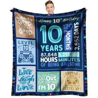 Level 10 Unlocked Blanket for a 10th Birthday Boy