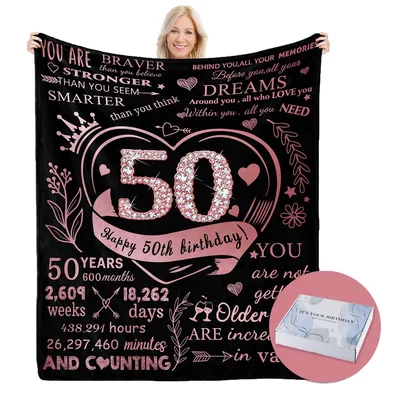 50th Birthday Blanket: Fifty Years of Encouragement in Rose Gold