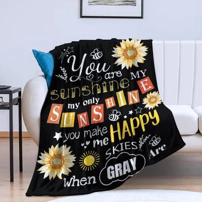 Sunflower Sunshine Blanket: Cheerful Quote Throw