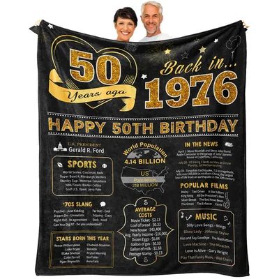 50 Years Ago Blanket: Back in 1976 Birthday Throw
