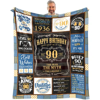 90th Birthday Man Blanket for a Milestone Year