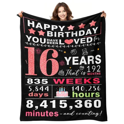 16 Years Loved Blanket for a Sweet 16 Birthday