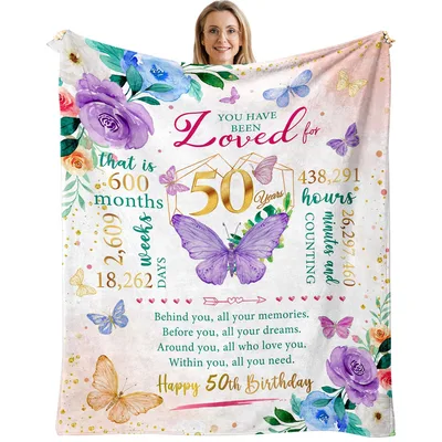 Happy 50th Birthday Blanket: Butterflies and Counted Years