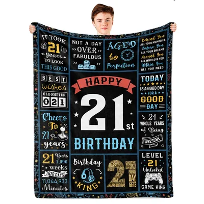 21st Birthday Blanket for the Game-Loving Guy Turning 21