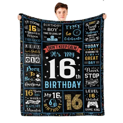 Level 16 Unlocked Blanket for a 16th Birthday Boy