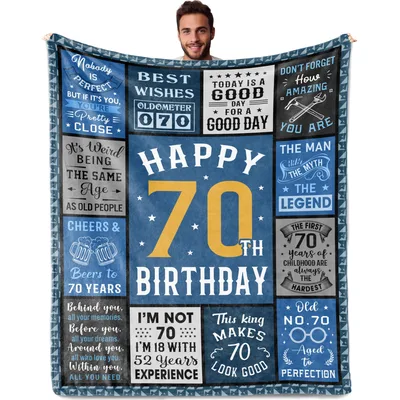 Man Turning 70 Blanket: Happy 70th Birthday Design
