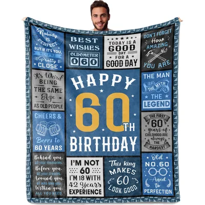 Men 60th Birthday Blanket Celebrating Six Decades of Life with Humor