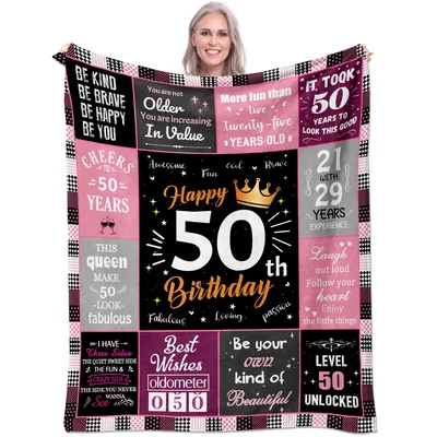 Happy 50th Birthday Milestone Blanket Celebrating Five Decades of Fun