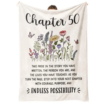 Wildflower 50th Birthday Blanket for Her