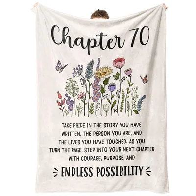 70 Year Old Woman Blanket featuring "Chapter 70"
