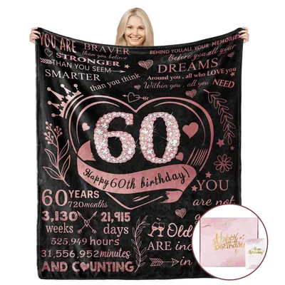 Rose Gold 60th Blanket for Your Milestone Birthday