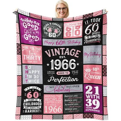60th Birthday Women Blanket Celebrating Vintage 1966 Style