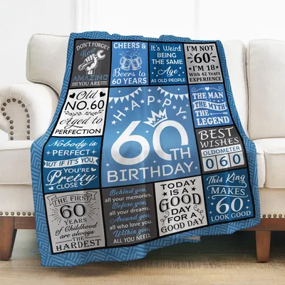 Happy 60th Birthday Man Blanket featuring funny quotes