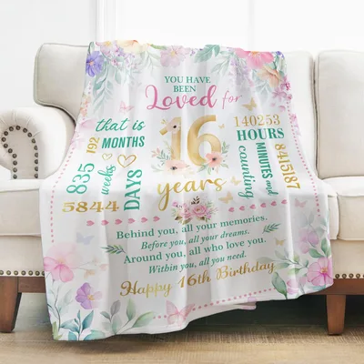 16th Birthday Floral Keepsake Blanket for Her