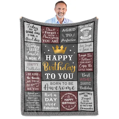 Milestone Birthday Blanket With Encouraging Quotes for Him