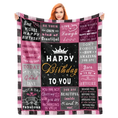 Birthday Inspirational Quotes Blanket for Her Big Day