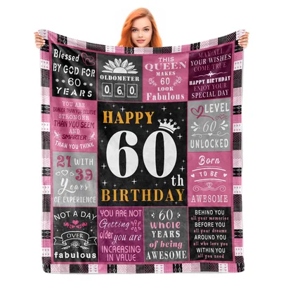 Happy 60th Birthday Quote Blanket Celebrating Six Decades of Life