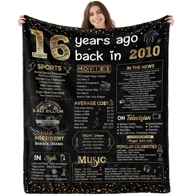 16th Birthday Year Facts Blanket featuring 2010 trivia