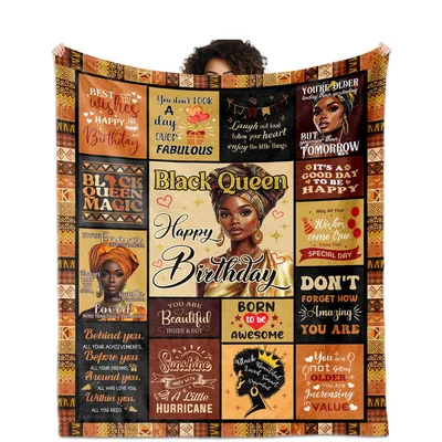 Happy Birthday Queen Blanket: Black Queen Birthday Throw