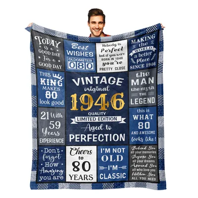 80th Birthday Men Blanket Celebrating a Vintage 1946 Legend