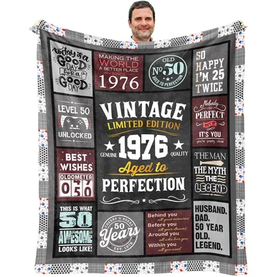 50th Birthday Men Blanket Celebrating the Vintage 1976 Generation