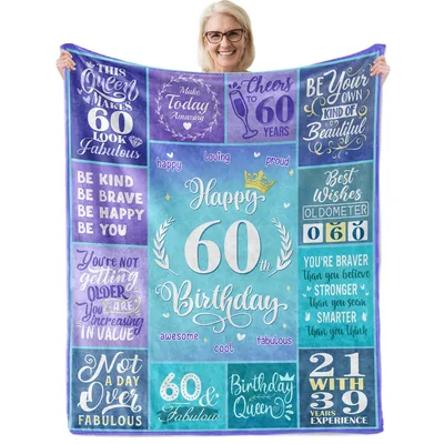 Happy 60th Birthday Queen Blanket featuring purple