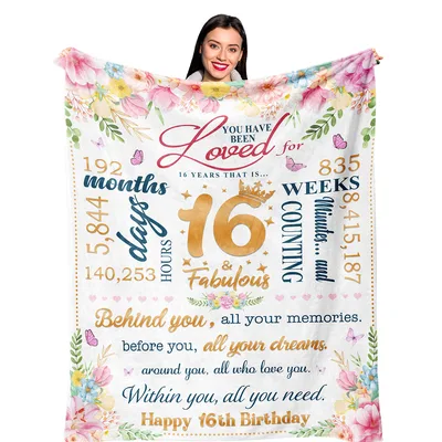 Sixteen Birthday Blanket for a Girl Turning 16