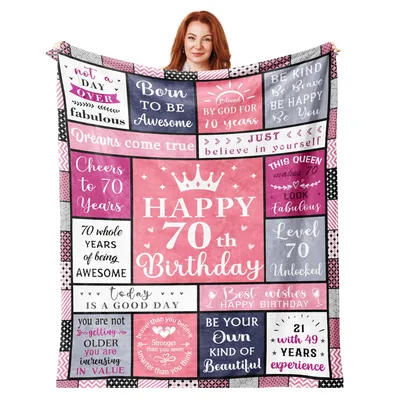 Turning 70 Birthday Blanket for Her, Packed With Wishes