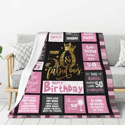 50 and Fabulous Birthday Quotes Blanket