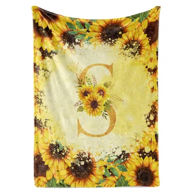 Sunflower Monogram Blanket for Birthdays and Gifts