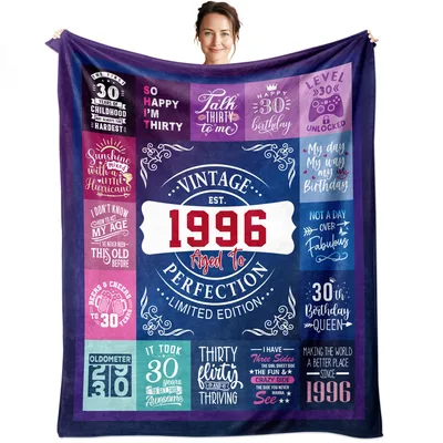 30th Birthday Women Blanket Celebrating 1996 Vintage Style