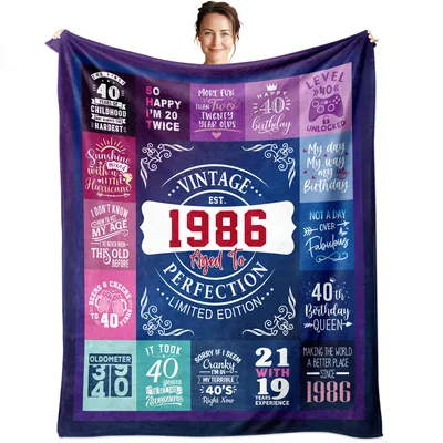Vintage 1986 Aged Blanket: 40th Birthday Gift for Women