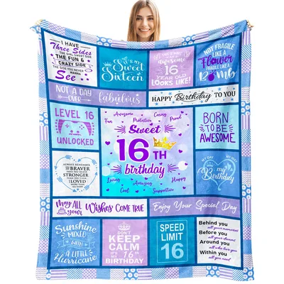 Sweet Sixteen Birthday Blanket for a Bold 16-Year-Old