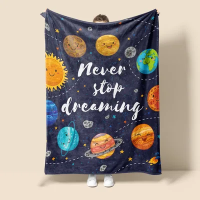 Space Planets Blanket: Never Stop Dreaming Throw