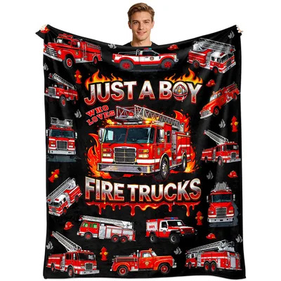 Fire Engine Flames Blanket for Fire Truck Fans