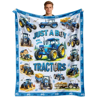 Tractor Boy Kids Blanket for Little Farm Fans