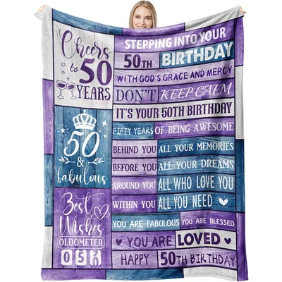 Cheers to 50 Years Blanket for Her 50th Birthday