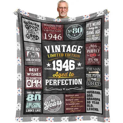 80th Birthday Vintage Blanket Celebrating a 1946 Legacy