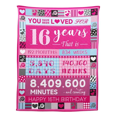 Pink Patchwork Love Sweet Blanket for a 16th Birthday