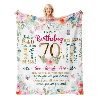 Happy 70th Birthday Floral Blanket Celebrating Seven Decades