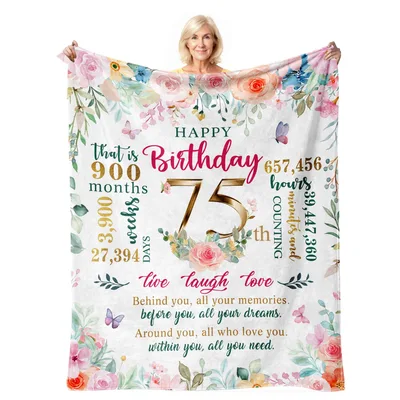 Floral 75th Birthday Blanket for a Milestone Year
