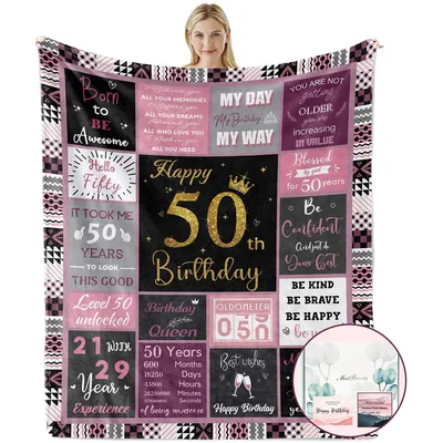 Born to Be Awesome Hello Blanket for a 50th Birthday