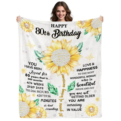 Sunflower 80th Birthday Blanket for a Milestone Year